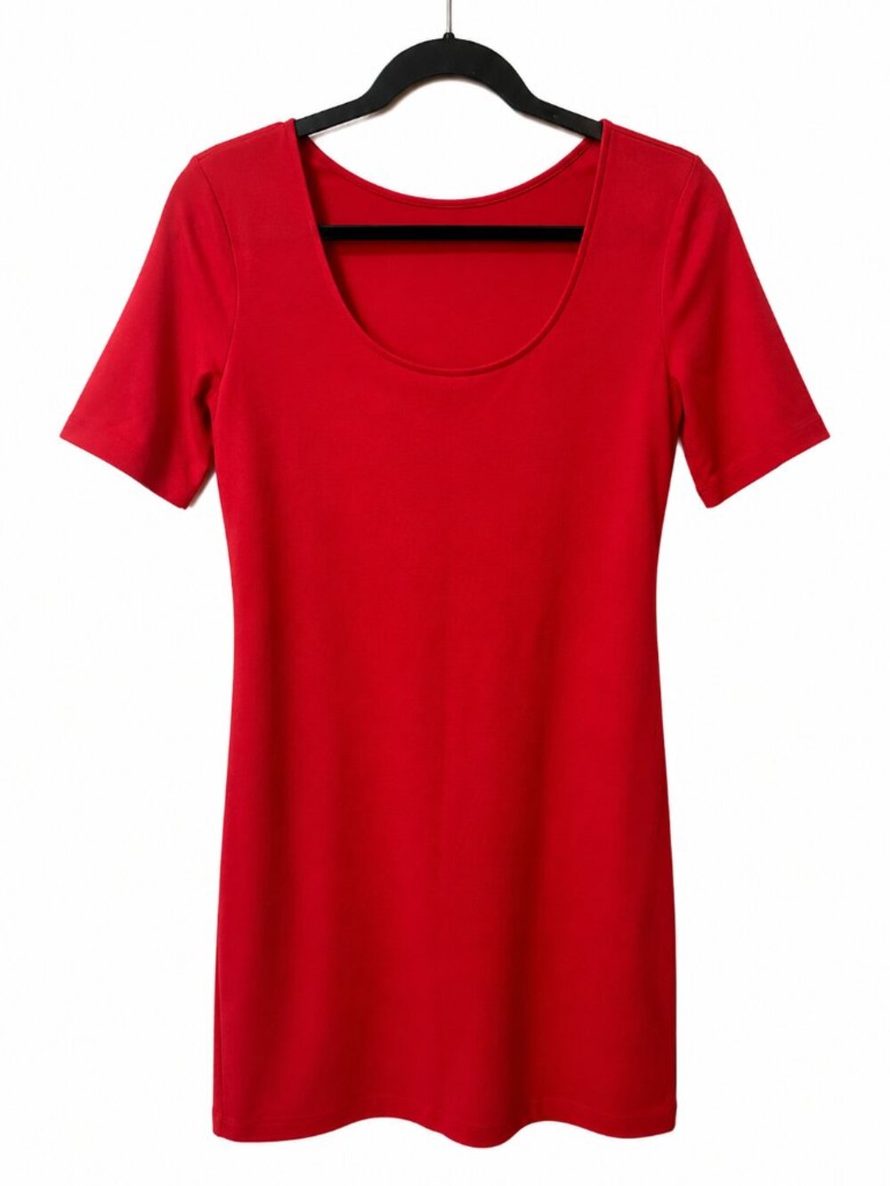 Gap Red Scoop Neck Knit Dress XS Short Sleeve Stretch Midi Mini